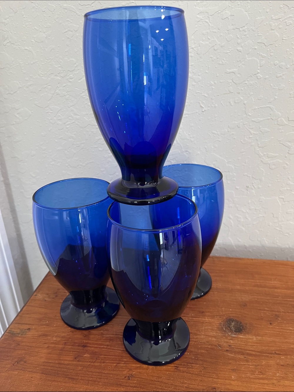 Cristar Vintage Lexington Cobalt Blue Footed Goblets - Set of 4 12 Oz